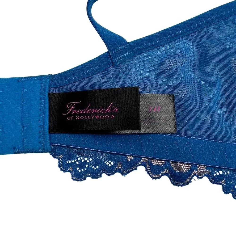 Fredericks of Hollywood Bra Womens 34F Jessica Lace Full Figure Lingerie Mermaid